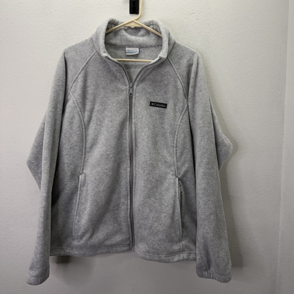 Columbia Plus Size Full Zip Fleece Jacket Size 2XL Gray Winter Cozy